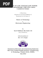 Design of Low Voltage Low Power Neuromorphic Circuits Using CADENCE