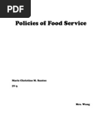 Policies of Food Service