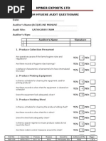 FSR 109 - Farm Hygiene Audit Questionnaire - KIRIMI