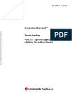 As 2560.2.1-2003 Sports Lighting Specific Applications - Lighting For Outdoor Tennis