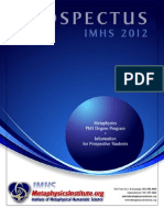 IMHS Metaphysics PHD Degree Prospectus