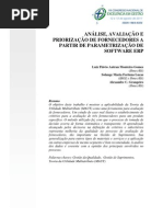 Análise, Avaliação e Priorização de Fornecedores A Partir de Parametrização de Software Erp