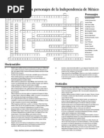 Crucigrama de Los Personajes de La Independencia de Mexico