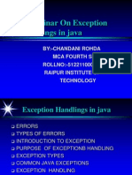 A Seminar On Exception Handlings in Java