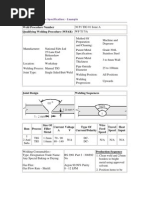 Welding Procedure Specification Sample