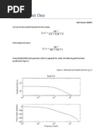 Assignment One: Let G(S) Be The Transfer Function For The System