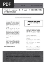 Unit 1 Lesson 2, 3 and 4 SENTENCE Structure