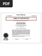 Common Stock Certificate