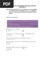 Sistema de Ecuaciones Lineales Con Dos y Tres Variables.