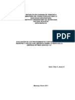 Evaluación de Los Procedimientos Contables para El Registro y Cálculo Del Impuesto Sobre La Renta en La Empresa Optimus Service C.A.