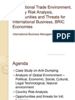 International Trade Environment, Country Risk Analysis, Opportunities and Threats For International Business, BRIC Economies