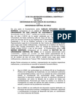 Convenio Marco de Colaboracion Academica, Cientifica y Cultural Entre La Usac y La Universidad Central de Chile.