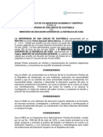 Convenio Marco de Colaboracion Academica y Cientifica Entre La Usac y El Ministerio de Educacion Superior de La Republica de Cuba