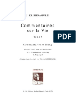 Commentaires Sur La Vie, Tome 3, Par J. Krishnamurti