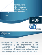 Procedimientos para Acciones Correctivas y Preventivas