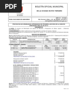 Boletín Oficial Ciudad de Río Tercero. Agosto de 2012.