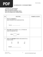 Mathematics - Standard Three: NO. Test Item Working Column