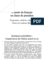 L'année de Français en Classe de Première