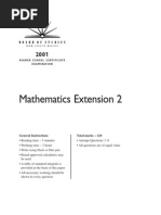 Mathematics Ext. 2 2001 HSC Past Paper.