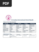 Sri Lankan International School Riyadh Grade 1 Time Table