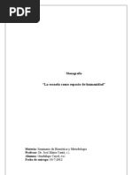 La Escuela Como Espacio de Humanidad