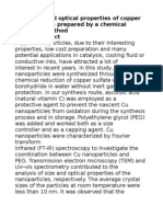 Synthesis and Optical Properties of Copper Nanoparticles Prepared by A Chemical Reduction Method