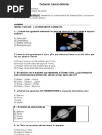 Evaluación Tercero Basico Tierra y Universo