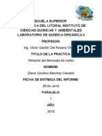 Informe de Laboratorio de Química Orgánica II: Nitración Del Benzoato de Metilo