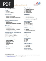 SAP Testing Training Contents