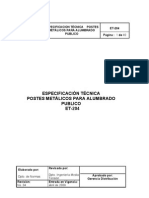 Especificaciòn Técnica Postes Metálicos para Alumbrado Publico