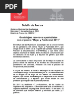 21-09-2011 Guadalajara Reconoce A Periodistas Con El Premio "Mujer y Publicidad 2011"