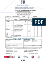 International Limited: Certificate of Visual Examination and Mpi