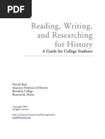 Reading, Writing, and Researching For History: A Guide For College Students