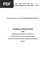 Technical Specification FOR: Specification No. CSC-III-R-II/DH/UH/P&D/2012-13