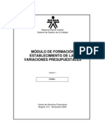 Establecimiento de Las Variaciones Presupuestales