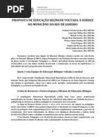 Proposta de Educação Bilíngue Voltada À Surdez No Município Do Rio de Janeiro