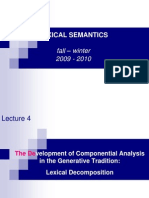 Lexical Semantics: Fall - Winter 2009 - 2010