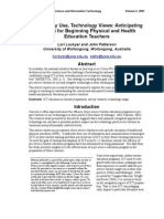 Technology Use, Technology Views: Anticipating ICT Use For Beginning Physical and Health Education Teachers