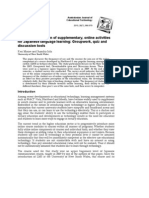 Students' Perception of Supplementary, Online Activities For Japanese Language Learning: Groupwork, Quiz and Discussion Tools