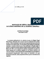 Manuales de Crítica Textual. Las Líneas Maestras de La Ecdótica Española