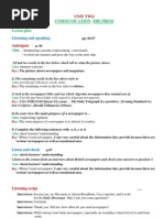 Unit Plan - 1AS (Unit 2 - Listening and Speaking + Reading