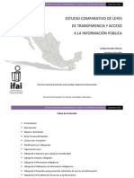 Estudio Comparativo de Leyes de Transparencia y Acceso A La Información Pública. IFAI.