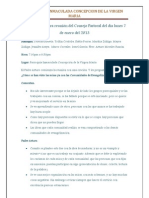 Acta de La Primera Reunión Del Consejo Pastoral Del Día Lunes 7 de Enero Del 2013