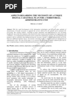 VI, Nr. 2/2012: Aspects Regarding The Necessity of A Unique Digital Cadastral Plan For A Territorial-Administrative Unit