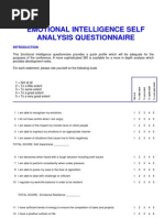 Emotional Intelligence Self Analysis Questionnaire