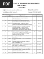 ISCL Lecture Plan