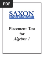 Placement Test For: Algebra 1