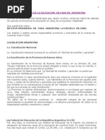 Sobre La Legalidad de La Educacion en Casa en Argentina