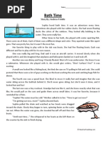 Bath Time Third Grade Reading Comprehension Worksheet