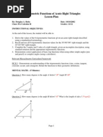 Trigonometric Functions of Acute Right Triangles Lesson Plan